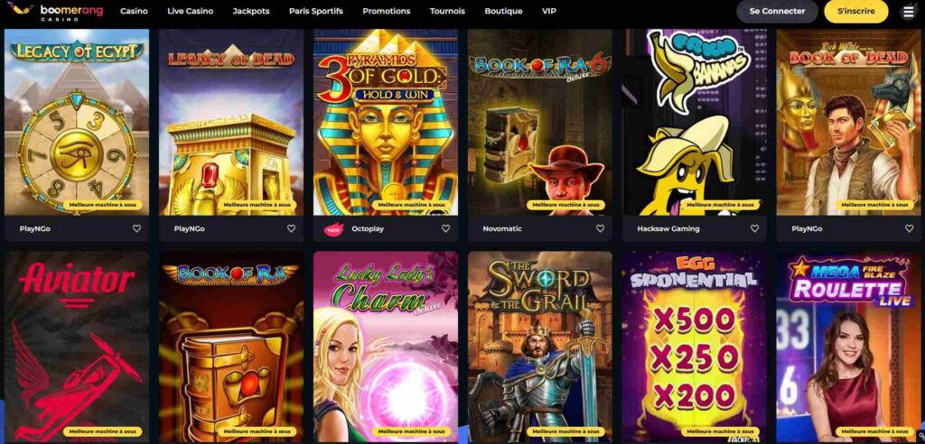 Boomerang casino jeux